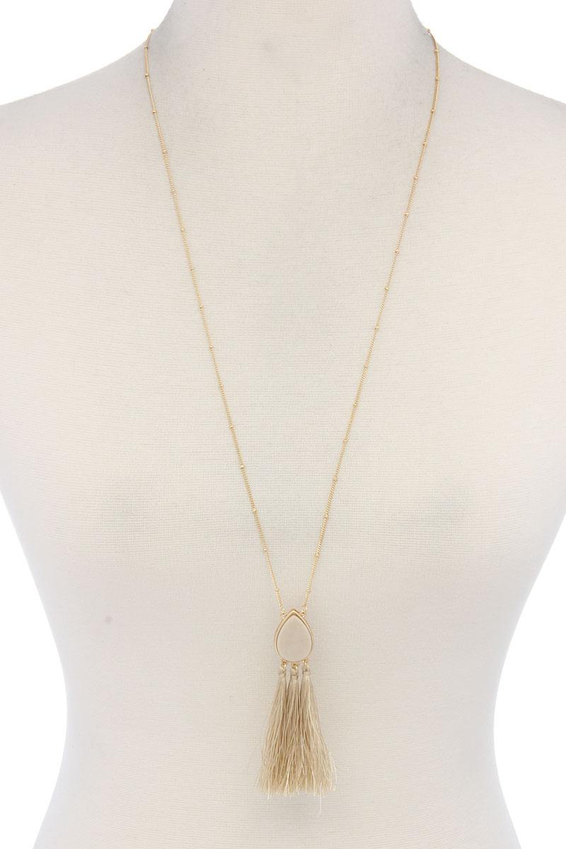 Teardrop Shape Tassel Pendant Necklace