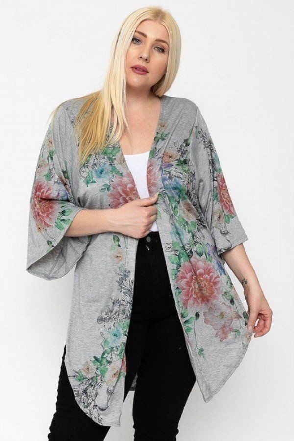 Floral Print, Long Body Cardigan