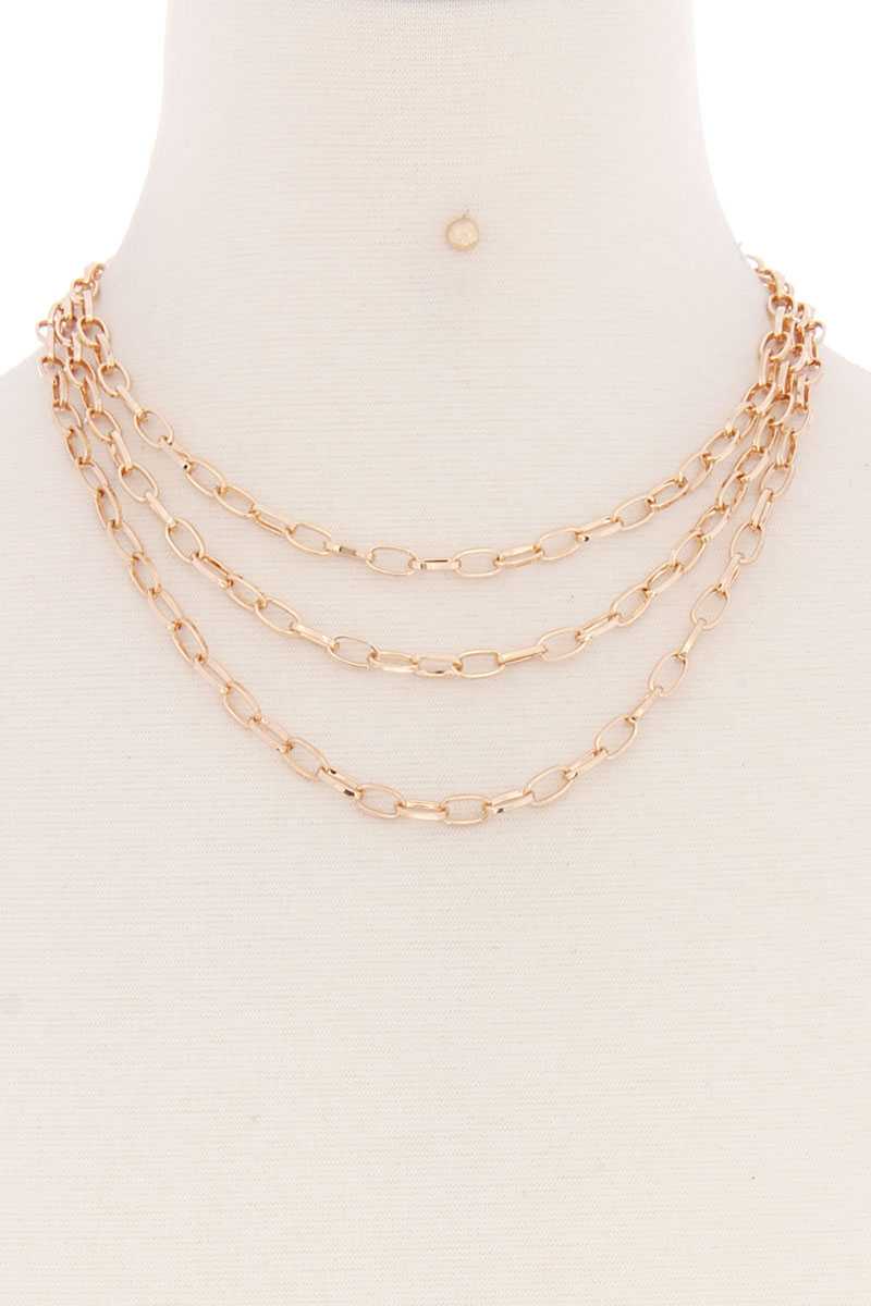 3 Simple Metal Chain Layered Necklace