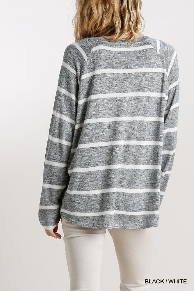 Striped Round Neck Long Sleeve Top