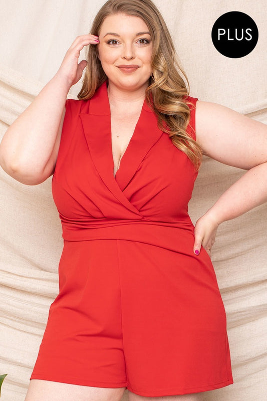 Collared Neck Plus Size Romper