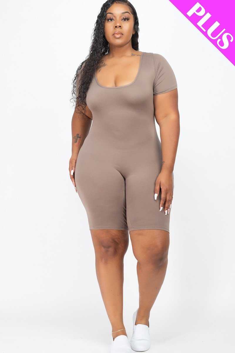 Plus Size Short Sleeve Bodycon Romper