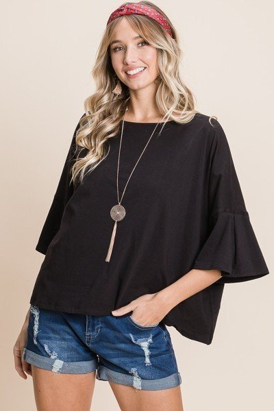 Solid Cotton Casual Top