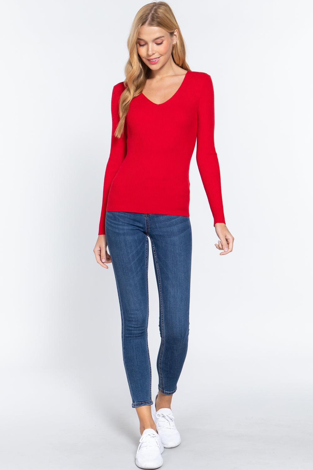 V-neck Viscose Rib Sweater