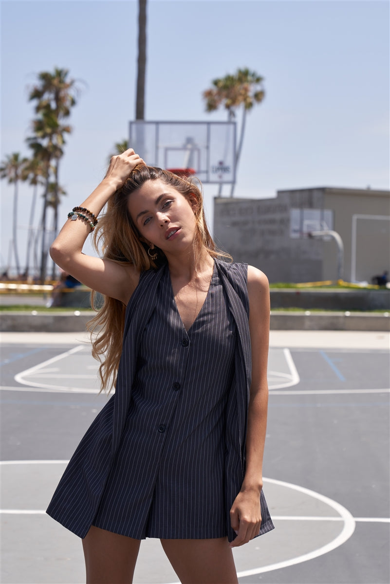 Button Down Sleeveless Romper