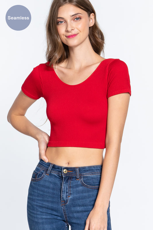 Cross Back Rib Seamless Crop Top