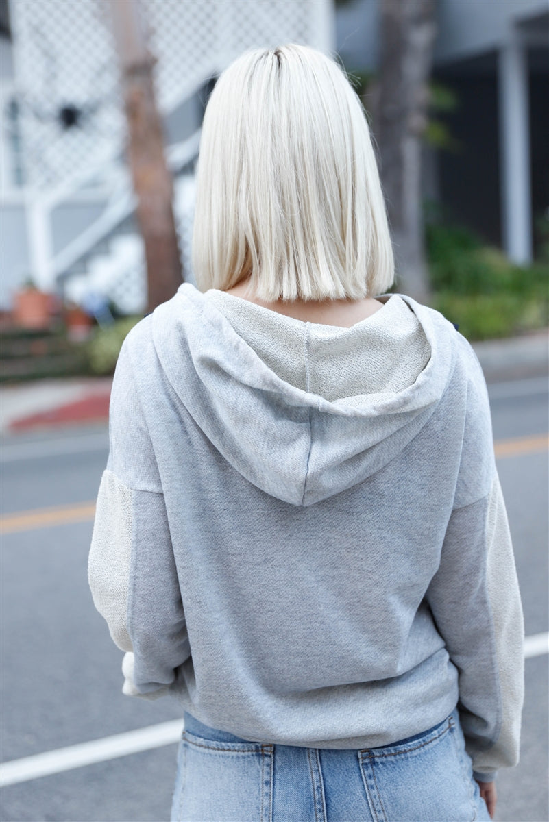 Belt & Reversed Details Zip-up Hooded Sweater