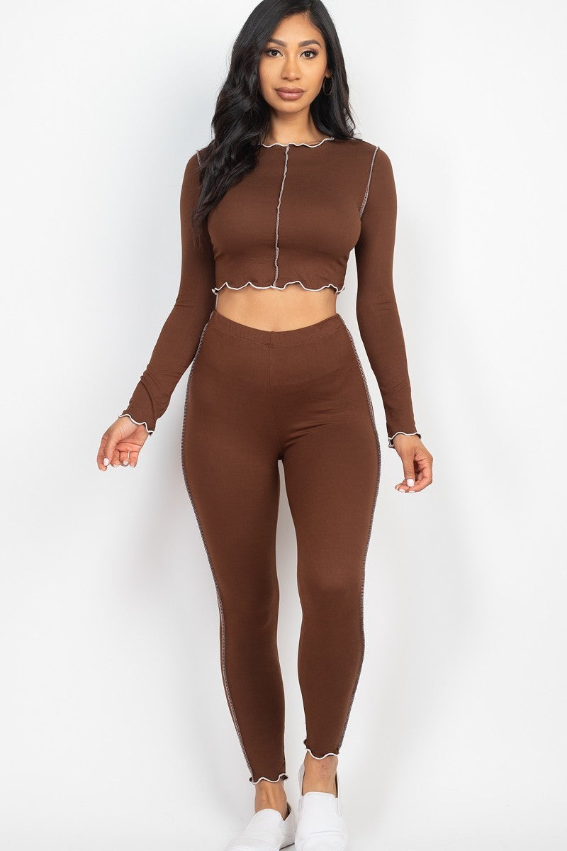 Lettuce Edge Crop Top & Leggings Set