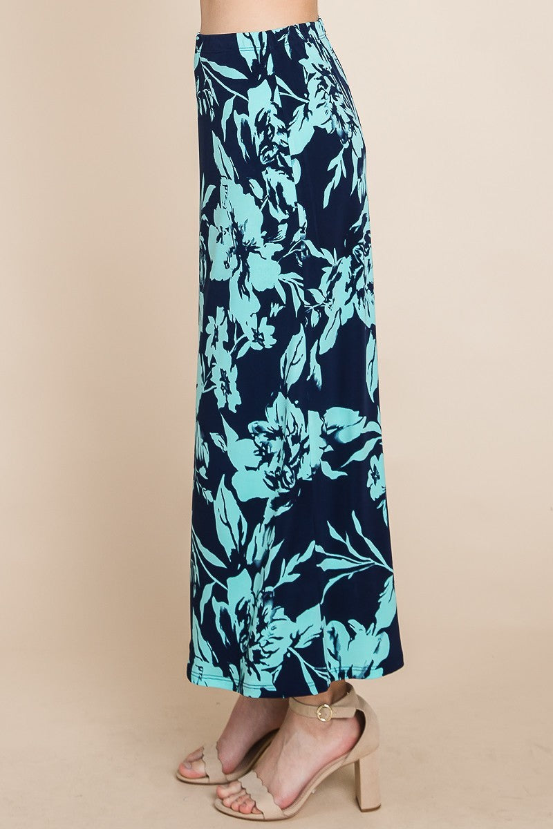 Floral Printed Maxi Skirt With Elastic Waistband