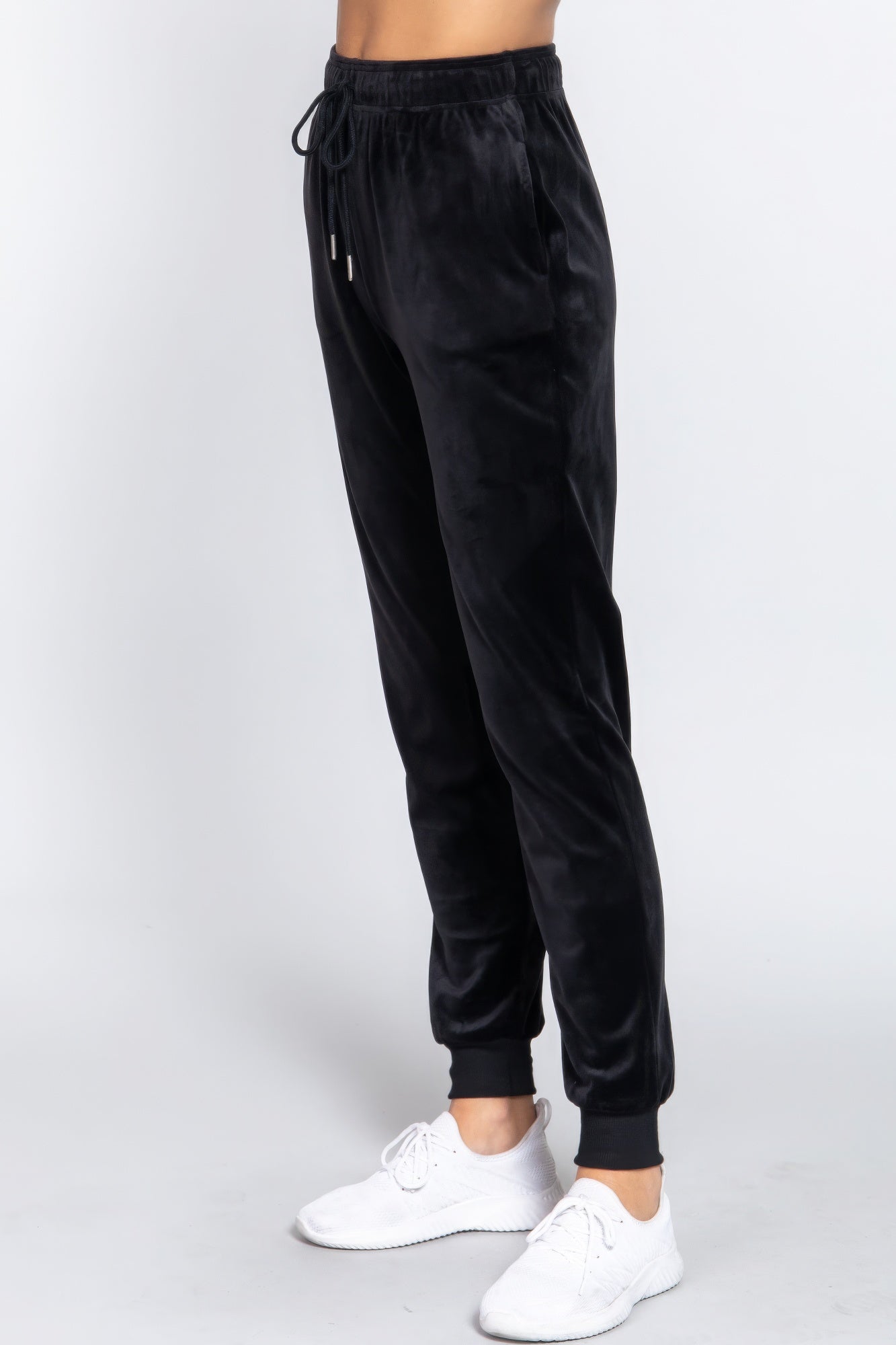 Waist Elastic Velour Long Jogger Pants