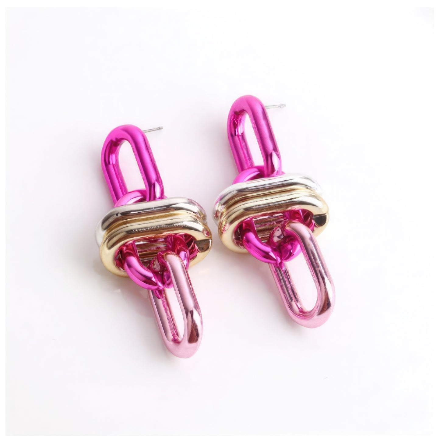 Color Metal Oval Link Earring