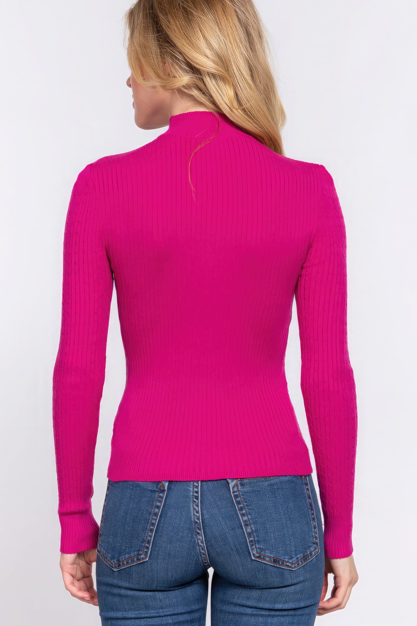 Long Slv Mock Neck Rib Sweater