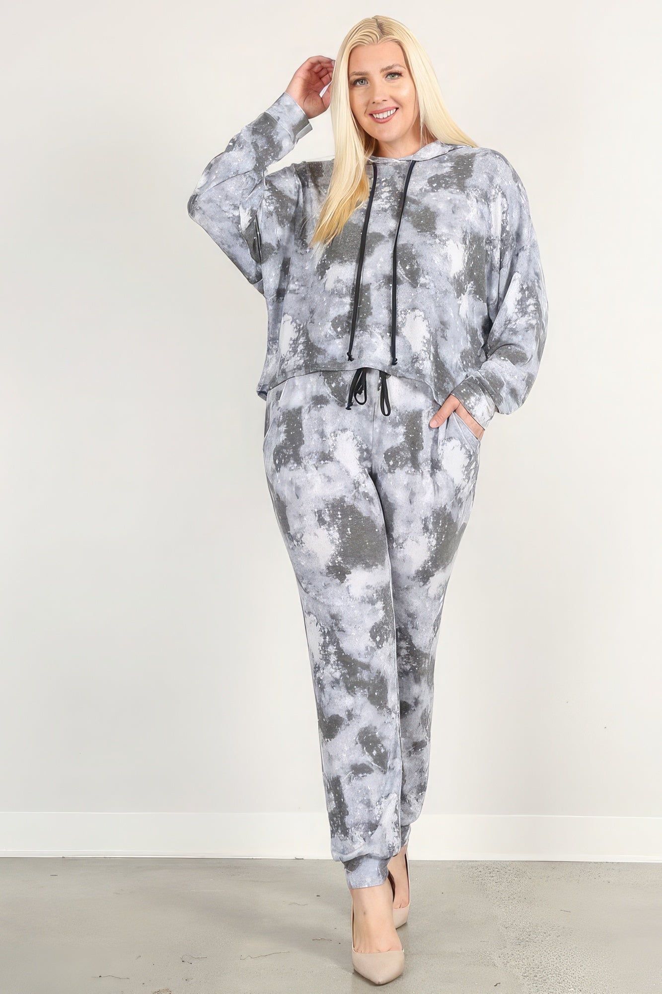 Tie Dye Print Pullover Hoodie And Sweatpants