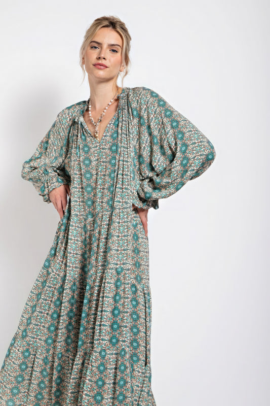 Paisley Printed Gauze Maxi Dress