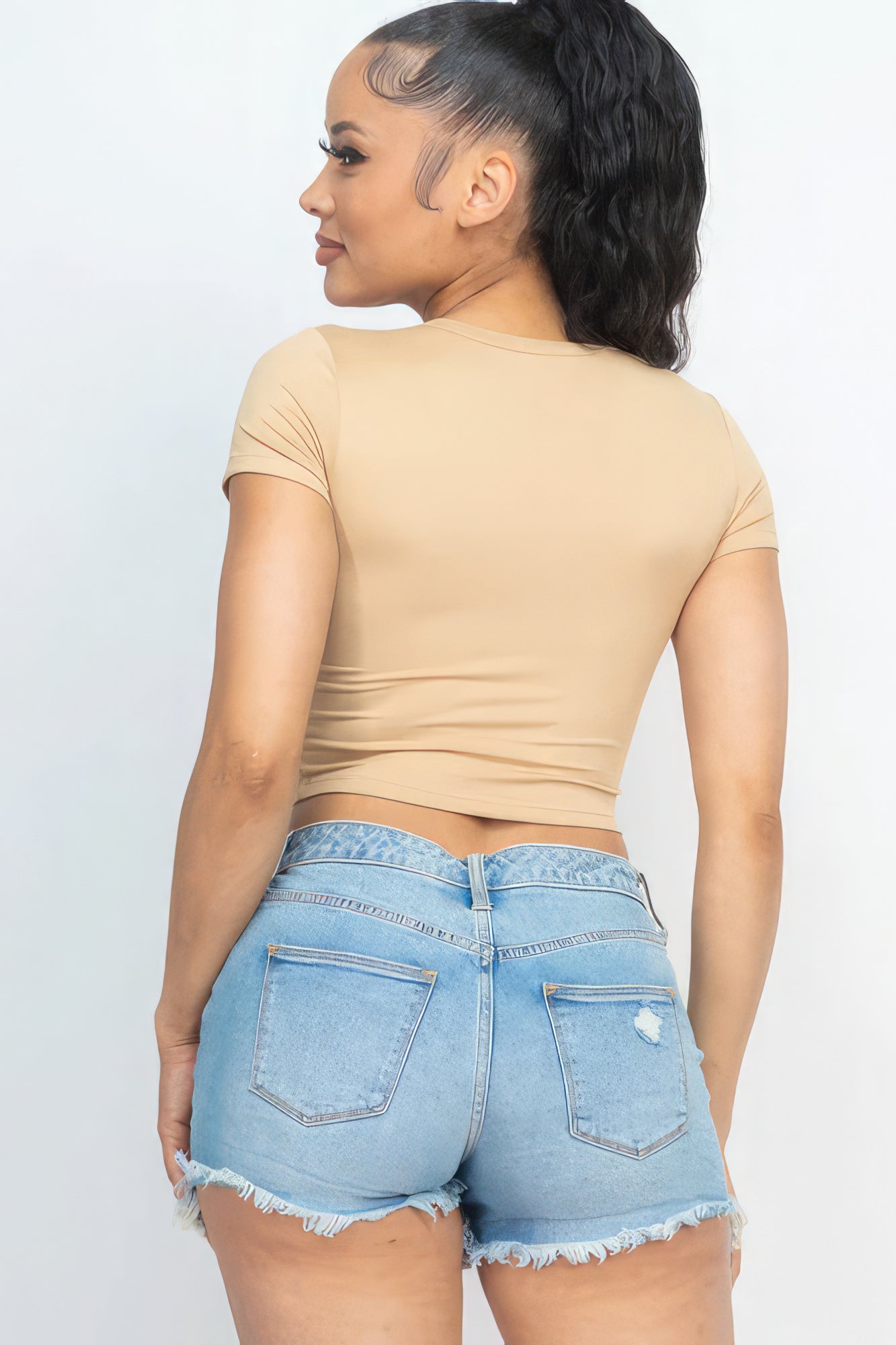 Short Sleeve Roundneck Crop Top