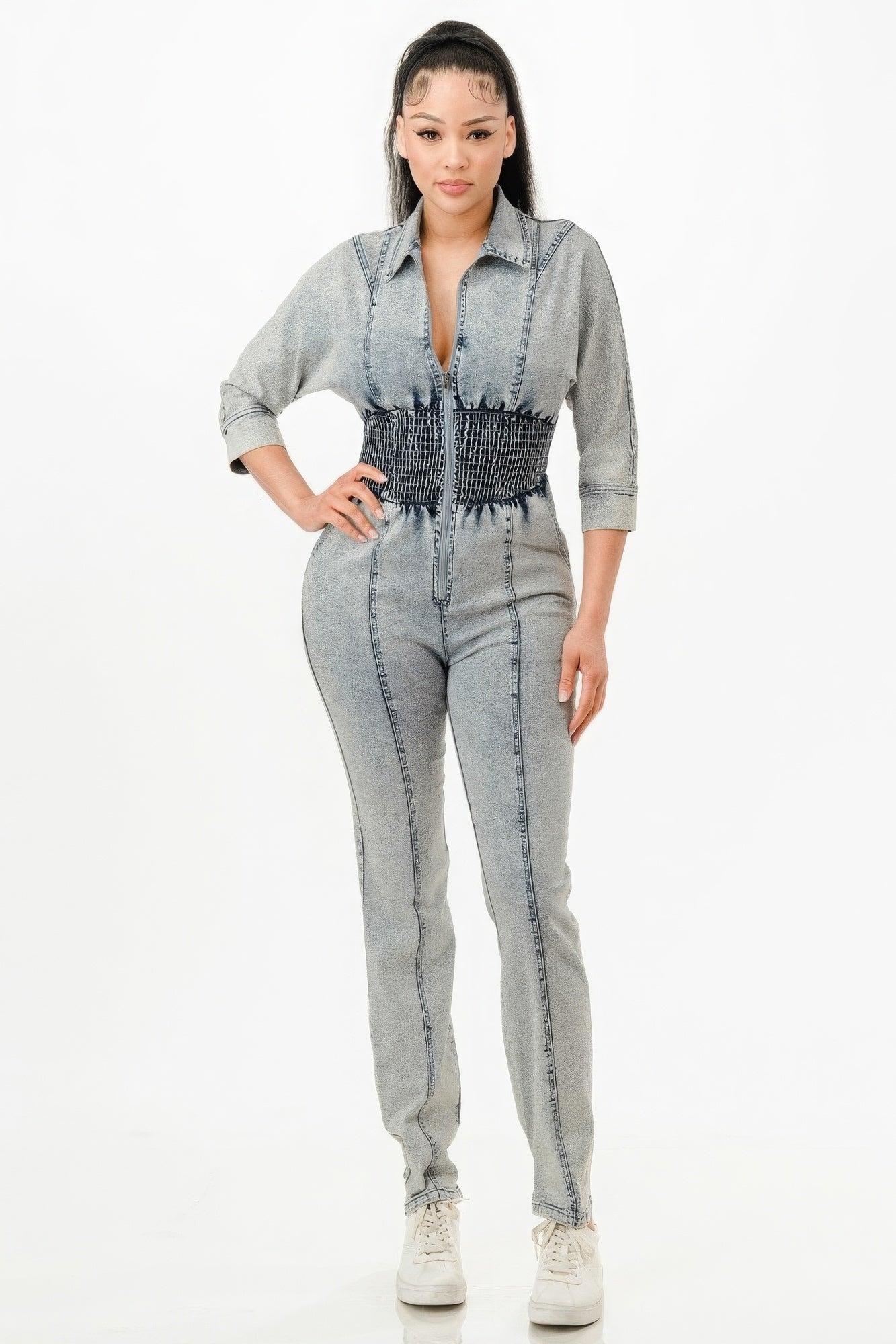 Washed Denim Jumpsuit